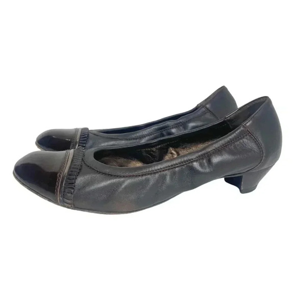 AGL Brown Leather Rounded Toe Heels Heeled Ballet Shoes Size 39.5 - Picture 3 of 12